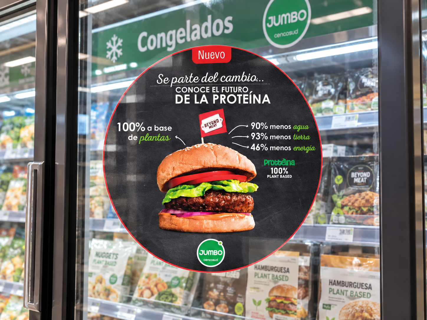 Gráfica circular de Beyond Meat en puerta de congelador Jumbo