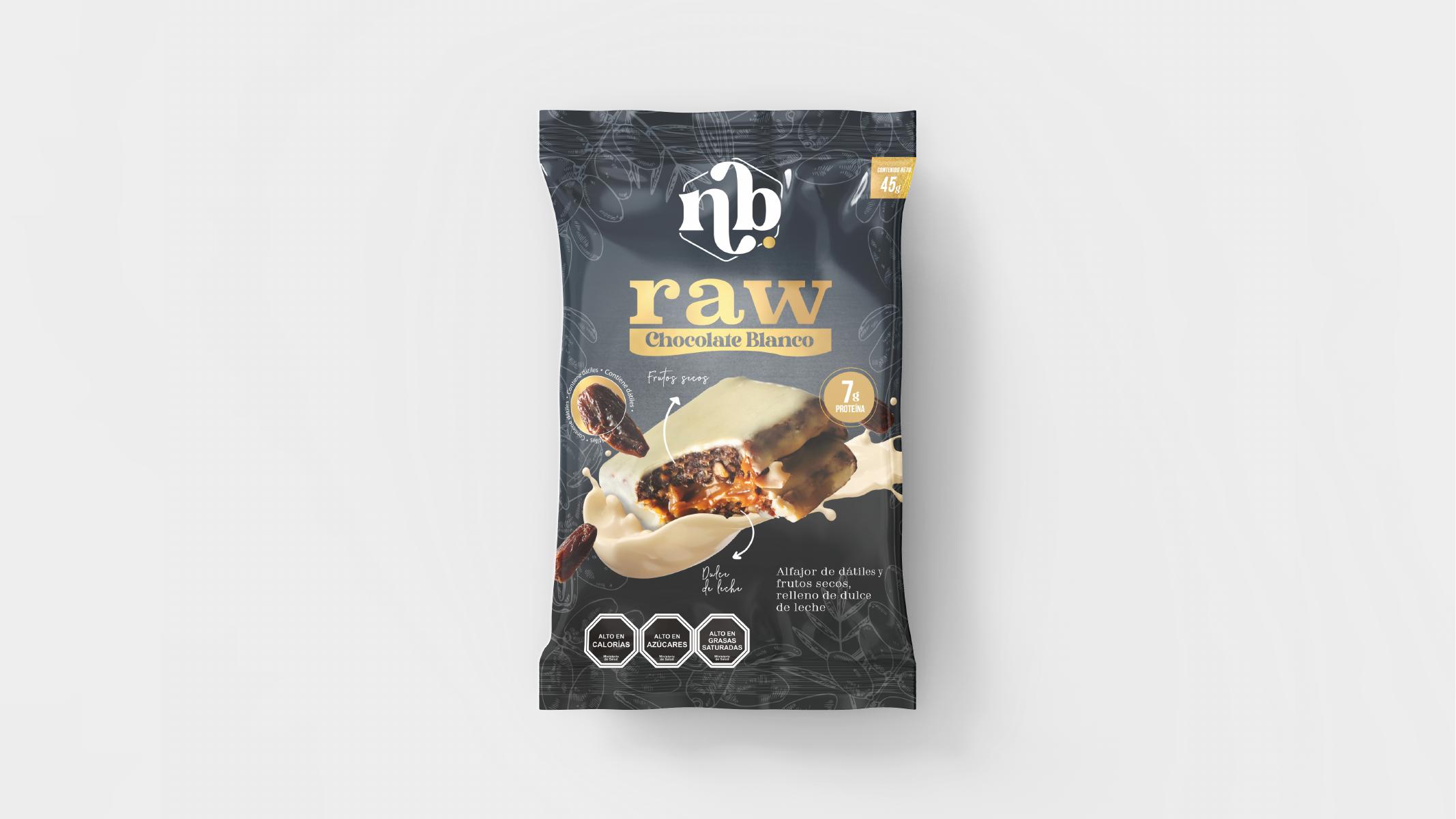 Alfajor NB Raw de chocolate blanco